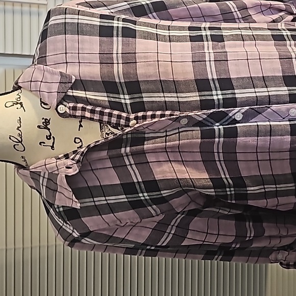 Croft & Barrow Lavender and Blue Plaid Button down 3/4 Sleeve Shirt XL - Picture 8 of 12